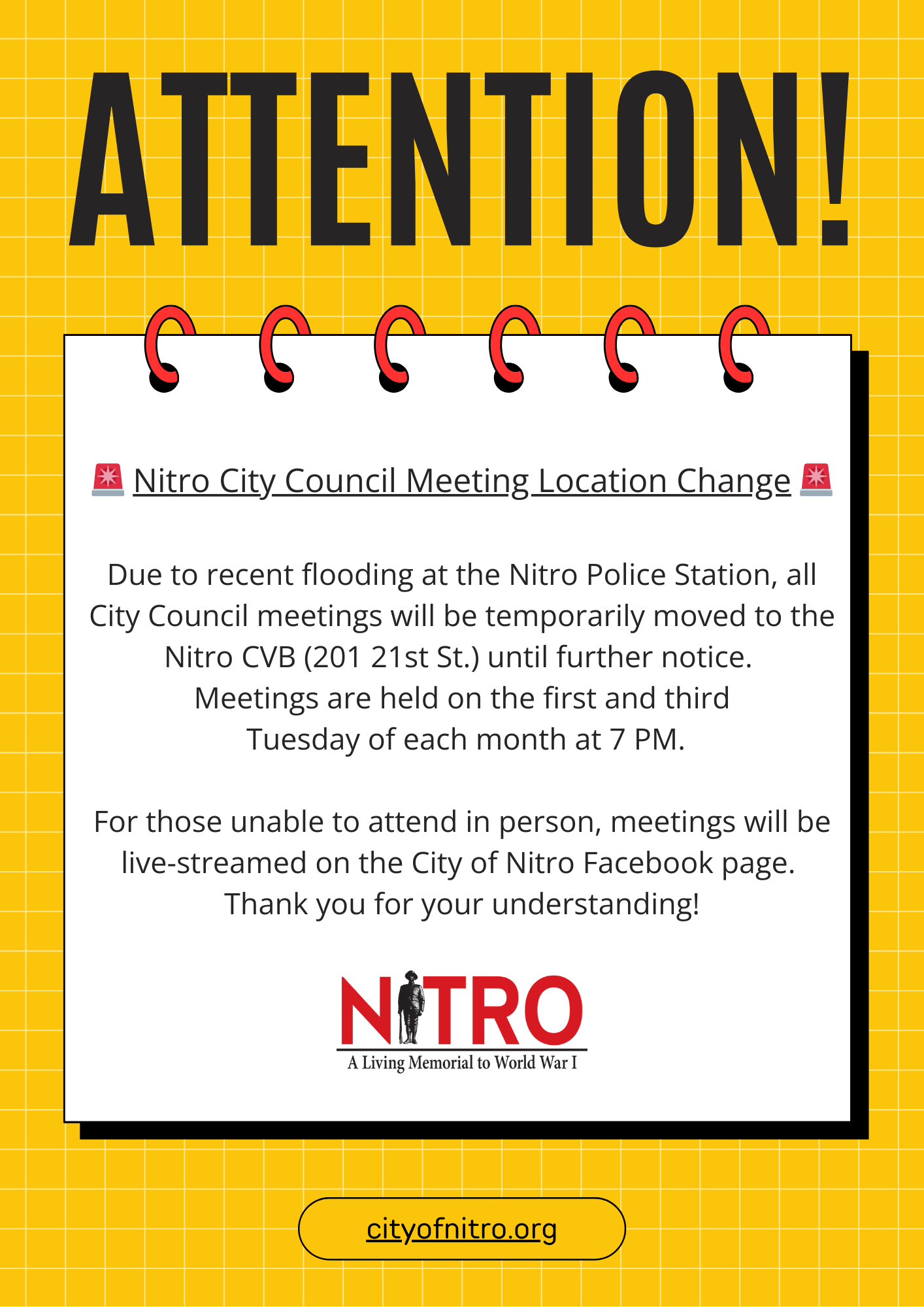 City Council Meeting Location Change